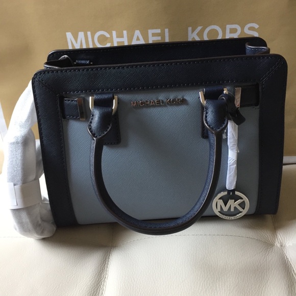 NWT MICHAEL KORS DILLON SATCHEL CROSSBODY BLUE - Picture 7 of 8